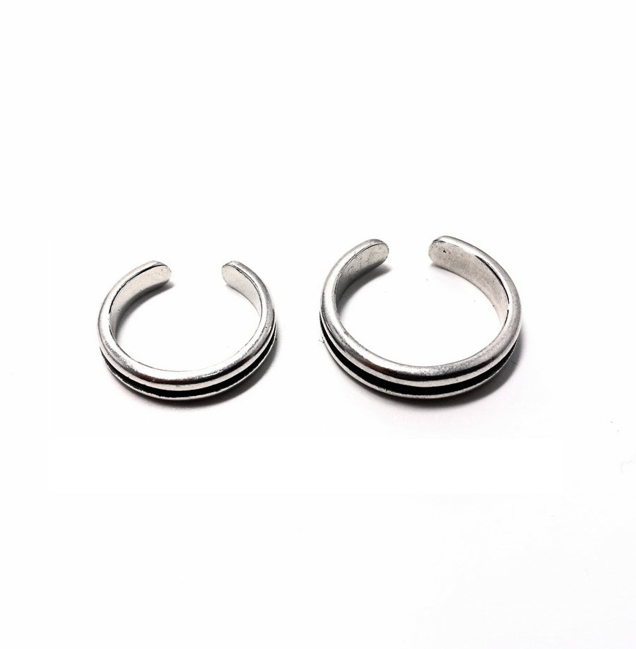 Pair phalanx rings Rock 'n' roll together, sterling silver