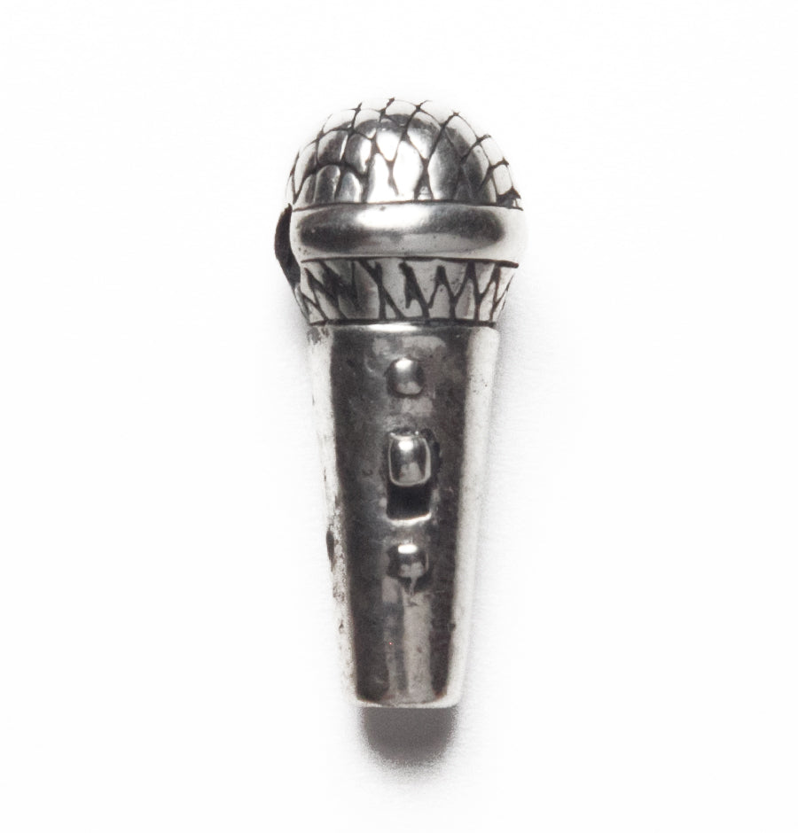 Microphone pendant, sterling silver