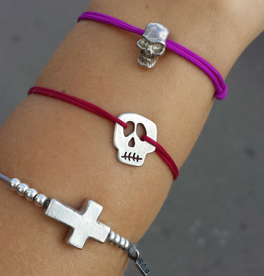 Freddy skull bracelet, sterling silver