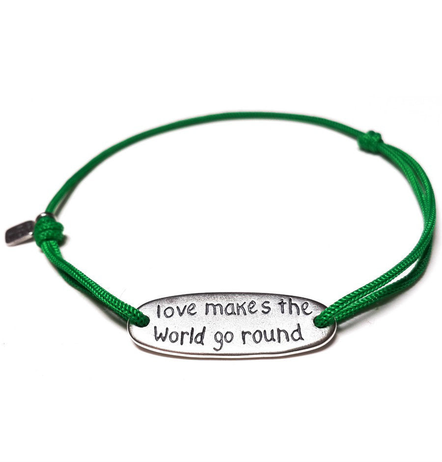 Love makes the world go round bracelet, sterling silver