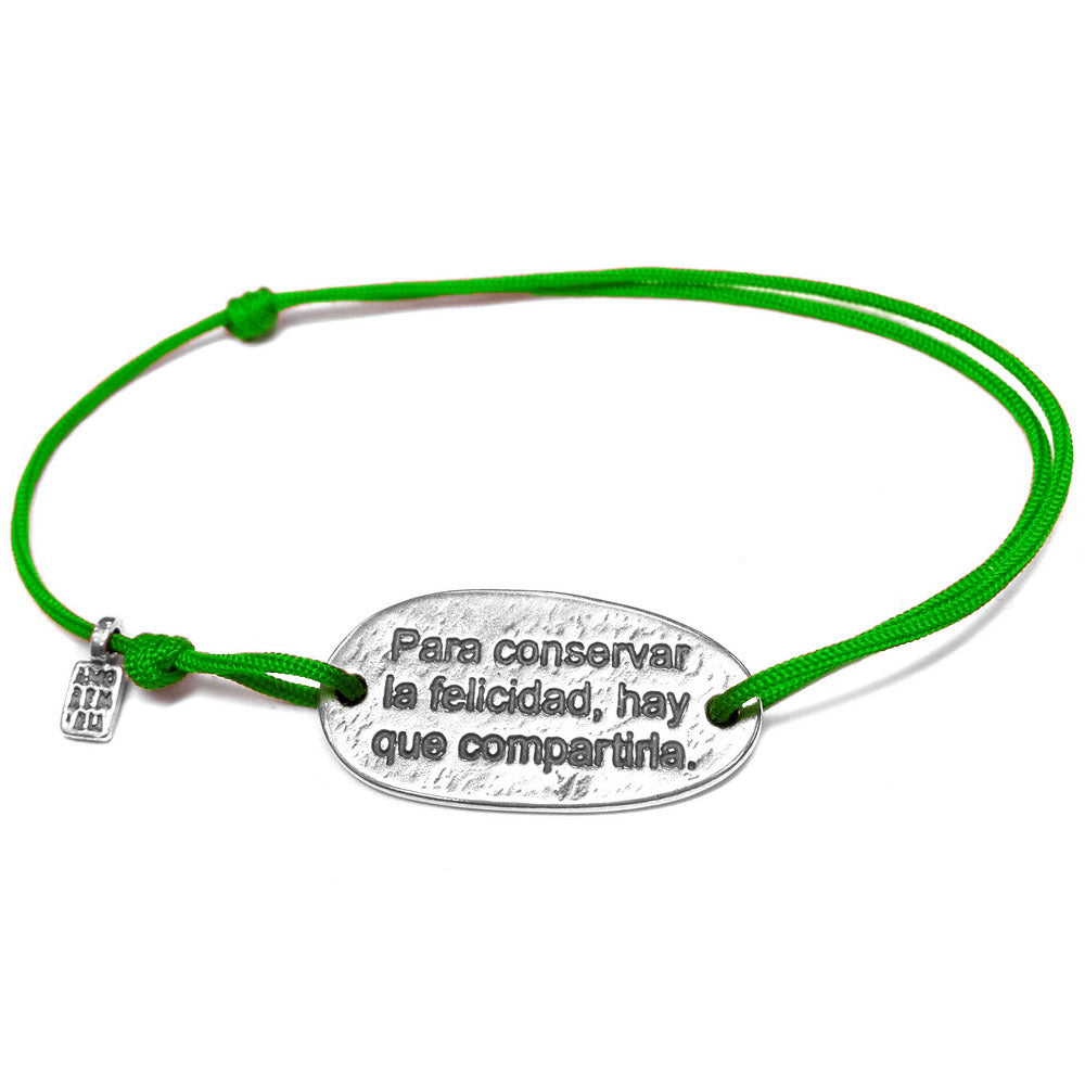 Spanish quote bracelet "In order to preserve happiness, you need to share it", sterling silver