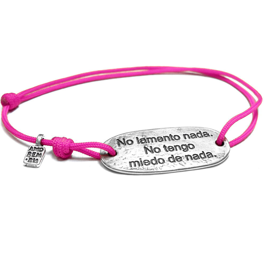 Spanish quote bracelet "I do not regret anything, I am not afraid of anything"