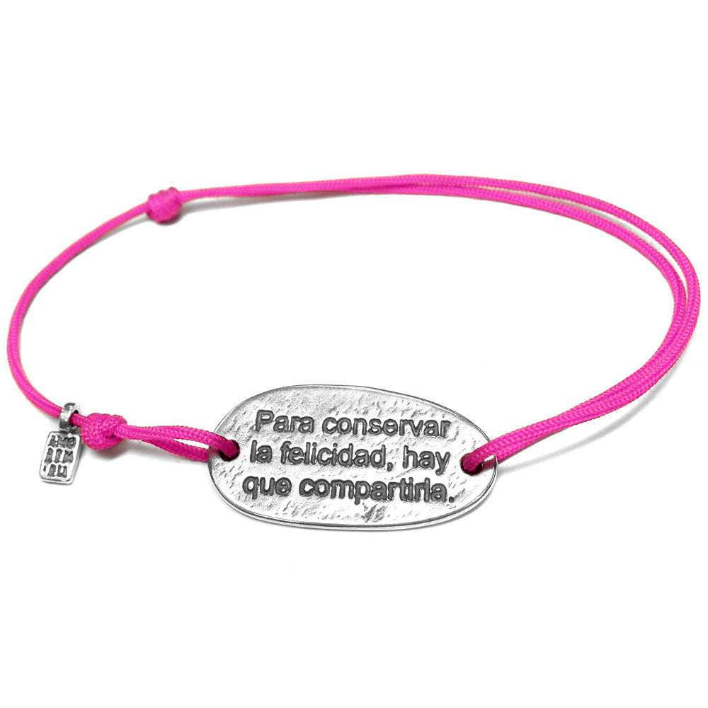 Spanish quote bracelet "In order to preserve happiness, you need to share it", sterling silver