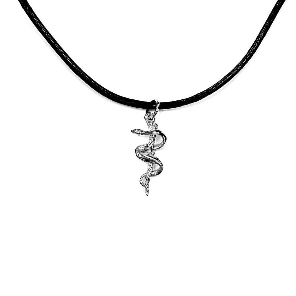 Necklace Rod of Asclepius, sterling silver