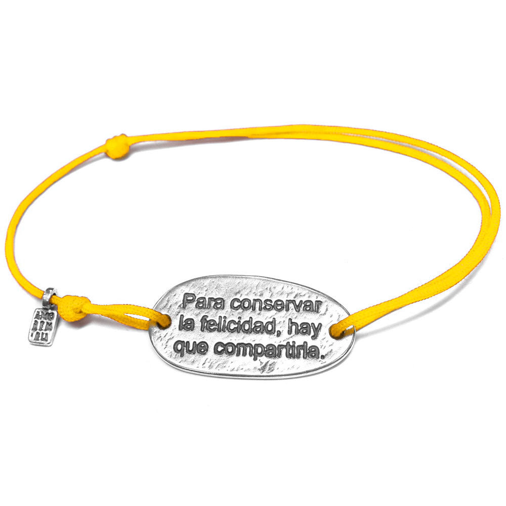 Spanish quote bracelet "In order to preserve happiness, you need to share it", sterling silver